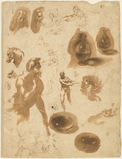 Sheet of Studies by Ambrogio Giovanni Figino